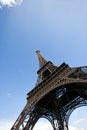 Close-Up view looking up at the Eiffel Tower in Paris, France Royalty Free Stock Photo