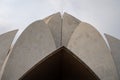 Close up view of the Lotus Temple, a Bahai house of worship