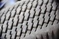 Close up view macro closeup rubber black protector tire of moto car or bike