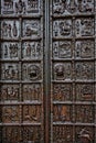 Close-up view of Magdeburg Gates of Sophia Cathedral, Veliky Novgorod, Russia Royalty Free Stock Photo