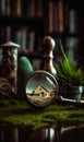 A Close-Up View of a Magnifying Glass on a Wooden Table Royalty Free Stock Photo