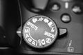 Close up view Main Dial. The main dial is a cogwheel situated on the front part of the camera that allows you to adjust aperture,