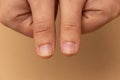 close up view of man hands thumbs Royalty Free Stock Photo