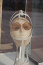 Close up view of mannequin with fashionable sunglass in shop