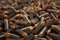 Close-up view on many bullets. 3D rendered illustration.