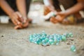 close up view marbles on the ground Royalty Free Stock Photo