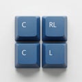 Close-up view of mechanical keyboard control and shift keys with blue and black color scheme Royalty Free Stock Photo