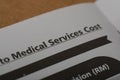 Close up view of MEDICAL SERVICES COST Royalty Free Stock Photo