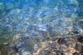 close-up view of the Mediterranean sea with large pebbles on the Royalty Free Stock Photo
