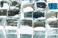 Close up view of melting transparent clear square ice cubes Royalty Free Stock Photo