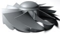 12 blades metallic propeller - 3D rendering