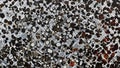 Close-up view of a meteorite\'s internal structure, revealing a complex mosaic of metallic grains and silicates under magnificatio Royalty Free Stock Photo