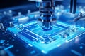 Close up view on a micromachining of thin electronic materials,