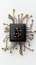 A closeup view of a microprocessor with intricate circuitry symbolizing advanced technology and innovation in electronics Royalty Free Stock Photo