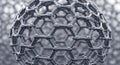 Close-up view of a microscopic spherical structure resembling a fullerene molecule in nanotechnology research Royalty Free Stock Photo