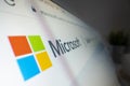 Close-up view of Microsoft logo on its website Royalty Free Stock Photo