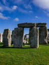 Close up view of middle part of Stonehenge monument.