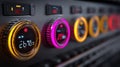 Colorful Control Panel with Digital Displays and Bright Indicators Royalty Free Stock Photo