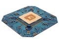 Close-up view of a modern cpu chip mounted on a circuit board Royalty Free Stock Photo