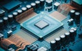 Close Up View Of Modern Electronic Circuit Board With CPU Chip Royalty Free Stock Photo