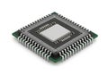 Close-up view of a modern electronic processor chip with multiple pins Royalty Free Stock Photo