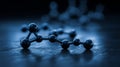 A close-up view of a molecular model, featuring atoms linked by chemical bonds, in the context of scientific research Royalty Free Stock Photo
