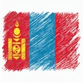 Close-up view of the Mongolia National Flag waving in the wind Royalty Free Stock Photo