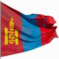 Close-up view of the Mongolia National Flag waving in the wind Royalty Free Stock Photo