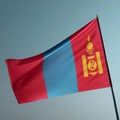 Close-up view of the Mongolia National Flag waving in the wind Royalty Free Stock Photo