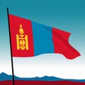 Close-up view of the Mongolia National Flag waving in the wind Royalty Free Stock Photo