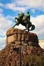 Close-up view Monument to hetman Bohdan Khmelnitsky in the Sofia Square in Kyiv. One of the city`s symbols