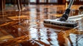 Close-Up of Mop Cleaning Wet Floor Royalty Free Stock Photo