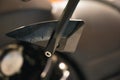 Close-up view of motorcycle mirror. Motorcycle parts. Copy space. Royalty Free Stock Photo