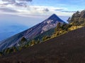 A close up view of mount fuego volcano during the day outside of Antigua, Guatemala. Royalty Free Stock Photo