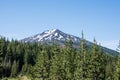 Close up view of Mt Bachelor in the summer in Bend Oregon on a sunny day.