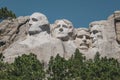 Close-up view of Mt. Rushmore, featuring the faces of four famous U.S. Presidents carved into the mountainside Royalty Free Stock Photo