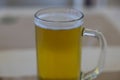 Close up view of mug of cold beer isolated on background.. Royalty Free Stock Photo