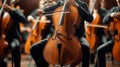 Professional cellist playing with skill and passion on stage during a concert Royalty Free Stock Photo