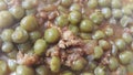 Close up view of Mutton qeema matar OR Spicy Minced Meat and peas dish