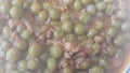 Close up view of Mutton qeema matar OR Spicy Minced Meat and peas dish