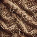 Close-up view of a natural burlap weave, showcasing the intricate pattern and texture.