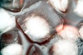 natural crystal clear melting ice cubes, realistic ice cubes blocks composition as a background, Royalty Free Stock Photo