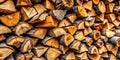 Close-up of neatly stacked firewood, showcasing a textured arrangement idea Royalty Free Stock Photo