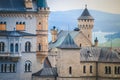 Close up view Neuschwanstein castle in summer landscape near Munich in Bavaria, Germany. Royalty Free Stock Photo