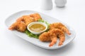 Close up view of nice yummy tempura shrimps