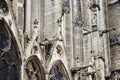 Close up view of Notre Dame cathedral in Paris.