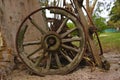 Old abandoned wooden wheel from 19th century Royalty Free Stock Photo