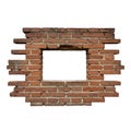 A close-up view of an old brick wall with a square window opening Royalty Free Stock Photo