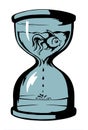 Fish in the hourglass. Vector drawing
