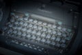 Detailed view of old manual Underwood typewriter.